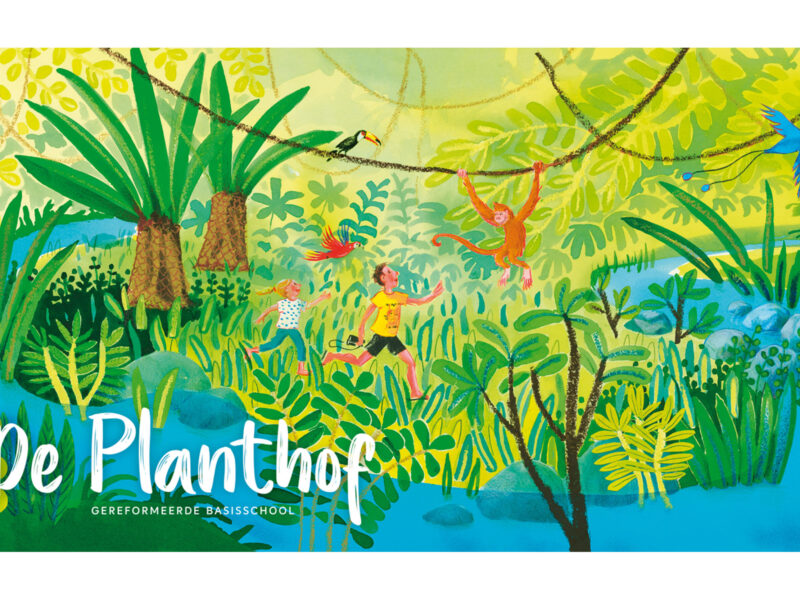 Huisstijlillustratie voor basisschool De Planthof - 2018